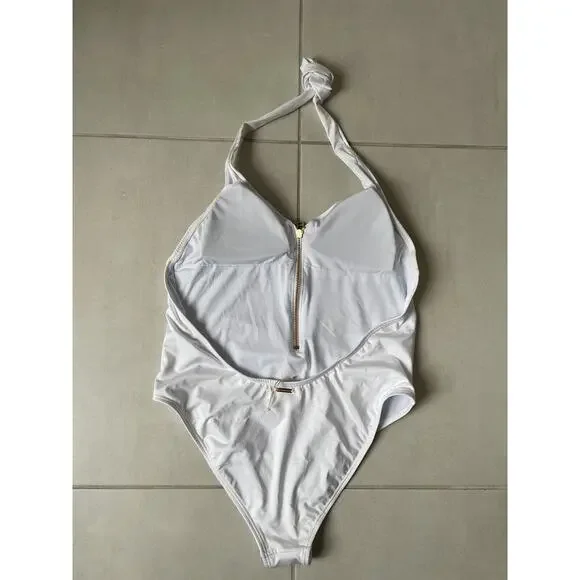 Kenny Flowers Swim One Piece Swimsuit Gold Zip The Santorini Swimwear